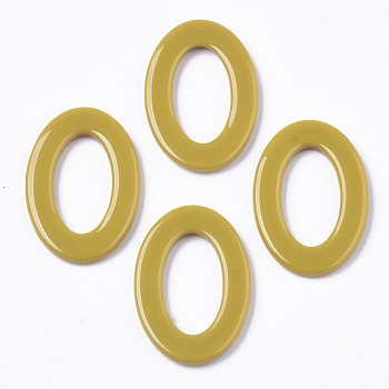Cellulose Acetate(Resin) Linking Rings, Oval, Dark Khaki, 23x16x2mm, Inner Diameter: 15x8mm