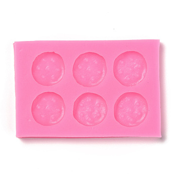 DIY Flat Round Patterns Cookie Food Grade Silicone Fondant Molds, for DIY Cake Decoration, UV & Epoxy Resin Jewelry Making, Hot Pink, 102x68x7mm, Inner Diameter: 26~27mm