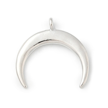 Brass Pendants, Crescent Moon, Rack Plating, Cadmium Free & Lead Free, Long-Lasting Plated, Platinum, 19.5x19x2mm, Hole: 1.8mm