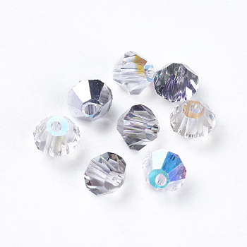 K9 Glass Beads, Faceted, Bicone, Mixed Color, 5x5mm, Hole: 1mm