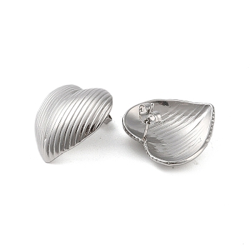 304 Stainless Steel Earrings, Heart, Platinum, 22x25mm
