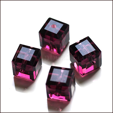 5mm Purple Cube Glass Beads