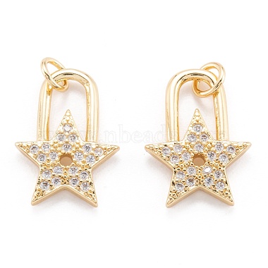 Real 18K Gold Plated Clear Lock Brass+Cubic Zirconia Pendants