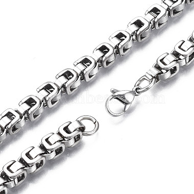 201 bracelet chaîne byzantine en acier inoxydable pour homme femme(BJEW-S057-84)-3