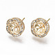 Brass Micro Pave Clear Cubic Zirconia Stud Earring Findings(KK-T062-53G-NF)-1