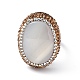 Natural Shell Oval Adjustable Ring with Rhinestone(RJEW-F134-07AB)-4