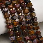 Natural Ocean Jasper Beads Strands, Faceted, Hexagon, with Seed Beads, 9x10x6~7mm, Hole: 1.2mm, about 44pcs/strand, 15.35''(39cm)(GG-CBAACA3-A01-01)