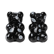 Opaque Bear Acrylic Beads, Black, 18x11x7mm, Hole: 1.5mm(MACR-L003-001B)