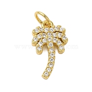 Rack Plating Brass Micro Pave Cubic Zirconia Pendants, Cadmium Free & Lead Free, Long-Lasting Plated, Coconut Tree, Real 18K Gold Plated, 16x9.5x2.5mm, Hole: 3mm(KK-P279-09G)