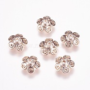 Alloy Flower Bead Caps, Long-Lasting Plated, 5-Petal, Rose Gold, 10x3mm, Hole: 2mm(PALLOY-J218-029RG)