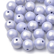 Spray Painted Style Acrylic Beads, Rubberized, Round, Lilac, 10mm, Hole: 1.5mm, about 950pcs/500g(MACR-T010-10mm-01)