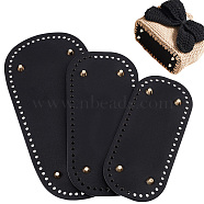 Elite 3Pcs 3 Style Oval PU Leather Knitting Crochet Bags Nail Bottom Shaper Pad, with Alloy Nail, for Bag Bottom Accessories, Black, 22~30x10~15x0.36cm, Hole: 5mm, 1pc/style(DIY-PH0009-84)