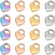 Unicraftale PVD Vacuum Plating 304 Stainless Steel Charms, Heart Lock, Mixed Color, 11x9x3mm, Hole: 3x4mm, 16pcs/box(STAS-UN0013-25)