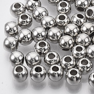 CCB Plastic European Beads, Large Hole Beads, for DIY Jewelry Making, Round, Platinum, 8x7.5mm, Hole: 4mm, about 2500pcs/500g(CCB-N003-29P)