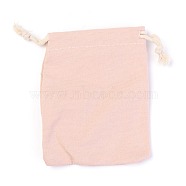 Polycotton Canvas Packing Pouches, Drawstring Bags, Pink, 12x9cm(ABAG-H103-A02)