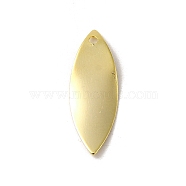 Brass Pendants, Horse Eye Charms, Real 24K Gold Plated, 20x7x0.6mm, Hole: 1.2mm(KK-P259-30G)