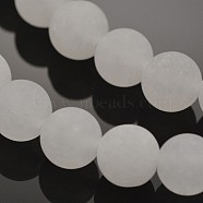 Natural White Jade Round Beads Strands, Frosted, 6mm, Hole: 1mm, about 63pcs/strand, 15.3 inch(G-D662-6mm)
