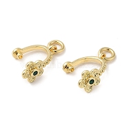 Brass Cubic Zirconia Ice Pick Pinch Bails, Flower, Real 14K Gold Plated, 14x10x7mm, Hole: 1mm(KK-Q793-21G)