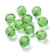 Transparent Acrylic Beads, Bead in Bead, Round, Pumpkin, Lime Green, 22mm, Hole: 3mm, about 140pcs/500g(TACR-S089-22mm-23)