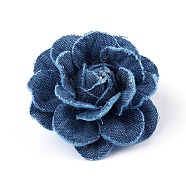 Denim Cloth Flowers, Jean Fabric Camelia, Sewing Ornaments, DIY Costume Accessories, Marine Blue, 50x52x18mm(DIY-WH0409-38B)