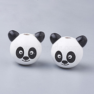 Natural Wooden Beads, Dyed, Panda, White, 24x28.5x24.5mm, Hole: 5mm(X-WOOD-S040-32)