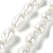 Electroplated Shell Pearl Beads Strands, Nuggets, WhiteSmoke, 21~22.5x14.5~15.5x13~13.5mm, Hole: 1.2mm, about 19pcs/strand, 15.94~16.34 inch(40.5~41.5cm)(BSHE-G035-01A-05)