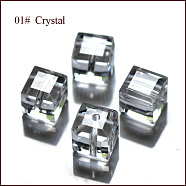 Imitation Austrian Crystal Beads, Grade AAA, Faceted, Cube, Clear, 8x8x8mm(size within the error range of 0.5~1mm), Hole: 0.9~1.6mm(SWAR-F074-8x8mm-01)