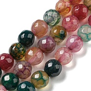Natural Agate Beads Strands, Dyed & Heated, Round, Faceted, Colorful, 6mm, Hole: 1mm, about 62pcs/strand, 14.37~14.76 inch(36.5~37.5cm)(G-C082-A01-13)