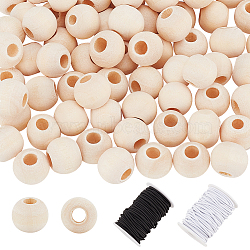 PandaHall Elite DIY Jewelry Making Finding Kit, Including Natural Unfinished Wood Beads & Elastic Fibre Cords, Mixed Color, 10x7.5mm, Hole: 4mm.(DIY-PH0022-76B)