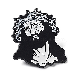 Religion Enamel Pins, Black Alloy Brooch for Backpack Clothes, Jesus, 30.5x26.5x1.5mm(JEWB-K001-04D-EB)