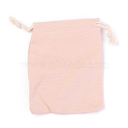 Polycotton Canvas Packing Pouches, Drawstring Bags, Pink, 12x9cm(ABAG-H103-A02)