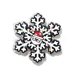 Christmas Theme Acrylic Pendants, Snowflake, 35.5x31x2mm, Hole: 1.6mm(FIND-R006-03B)