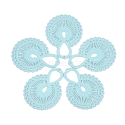 430 Stainless Steel Filigree Pendants, Spray Painted, Etched Metal Embellishments, Flower with Infinity, Pale Turquoise, 26x19x0.5mm, Hole: 0.9mm(STAS-S108-22C)