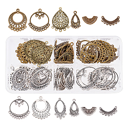 SUNNYCLUE Tibetan Style Alloy Chandelier Component Links, Arcuate, Antique Bronze & Antique Silver, 14x27x1mm, Hole: 1.6mm, 72pcs/box(TIBE-SC0001-24)