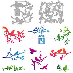 Carbon Steel Cutting Dies Stencils, for DIY Scrapbooking, Photo Album, Decorative Embossing Paper Card, Stainless Steel Color, Bird & Birdcage Pattern, 117~125x112~115x0.8mm, 2pcs/set(DIY-WH0309-1012)