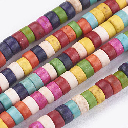 Synthetic Turquoise Beads Strands, Heishi Beads, Dyed, Flat Round/Disc, Colorful, 8x3~4mm, Hole: 1mm, about 110pcs/strand, 15.75 inch(TURQ-G110-8x4mm-12)
