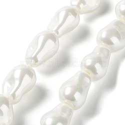 Electroplated Shell Pearl Beads Strands, Nuggets, WhiteSmoke, 21~22.5x14.5~15.5x13~13.5mm, Hole: 1.2mm, about 19pcs/strand, 15.94~16.34 inch(40.5~41.5cm)(BSHE-G035-01A-05)