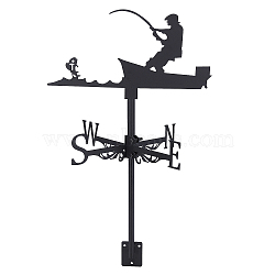 Fisherman Iron Wind Direction Indicator, Weathervane for Outdoor Garden Wind Measuring Tool, Electrophoresis Black, 252x342x18mm(AJEW-WH0034-64)