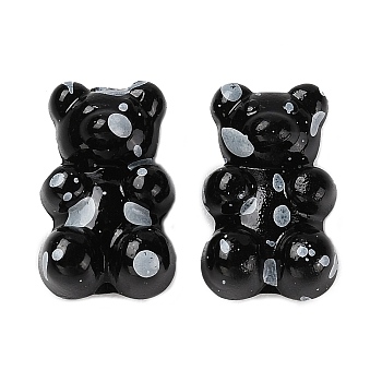 Opaque Bear Acrylic Beads, Black, 18x11x7mm, Hole: 1.5mm