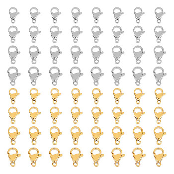 304 Stainless Steel Lobster Claw Clasps, Golden & Stainless Steel Color, 64pcs/box