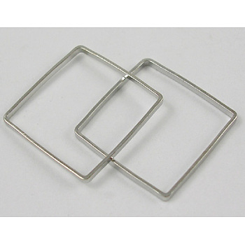 Square Brass Linking Rings, Nickel Free, Platinum, 15x15x1.1mm