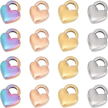 Unicraftale PVD Vacuum Plating 304 Stainless Steel Charms, Heart Lock, Mixed Color, 11x9x3mm, Hole: 3x4mm, 16pcs/box