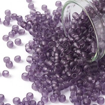 TOHO Round Seed Beads, Japanese Seed Beads, (19F) Transparent Frost Sugar Plum, 8/0, 3mm, Hole: 1mm, about 222pcs/bottle, 10g/bottle