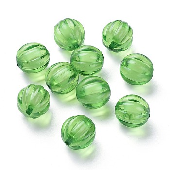 Transparent Acrylic Beads, Bead in Bead, Round, Pumpkin, Lime Green, 22mm, Hole: 3mm, about 140pcs/500g