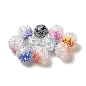 Duotone Spray Painted Crackle Acrylic Beads, Round, Mixed Color, 10mm, Hole: 1.8mm, about 850pcs/500g