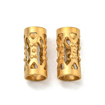 Ion Plating(IP) Hollow 304 Stainless Steel Beads, Column, Golden, 8x4mm, Hole: 3mm