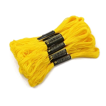 Cotton Crochet Threads, Embroidery Threads, Yarn for Lace Hand Knitting, Yellow, 1.4mm, about 8.20 Yards(7.5m)/skein, 5 skeins/set