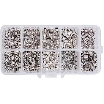 Tibetan Style Alloy Spacer Beads, Antique Silver, 3.5~8x3.5~6.5mm, Hole: 1~4mm, about 50pcs/compartment, 500pcs/box