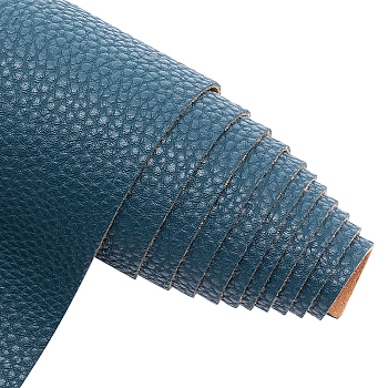 Imitation Leather Fabric, for Garment Accessories, Teal, 135x30x0.12cm