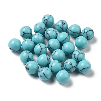 Synthetic Turquoise Sphere Beads, Round Bead, No Hole, 6~6.5mm